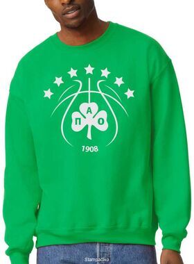 Μπλούζα φούτερ Green  με στάμπα του Παναθηναικού με 7 αστέρια EuroLeague Champions Berlin 2024