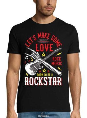 Μπλούζα t-shirt με στάμπα Guitar Rock Let's Make Some Love Born To Be A Rock Star