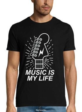 Μπλούζα t-shirt με στάμπα Music is My Life for Guitar player tshirts