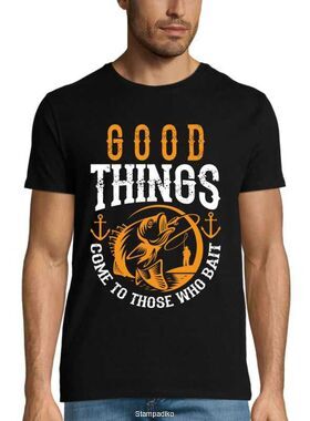 Μπλούζα με στάμπα ψαρέματος Good Things Come To Those Who Bait Fishermen Gift Fishing T-Shirt