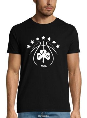 Μπλούζα t-shirt white με στάμπα του Παναθηναικού με 7 αστέρια EuroLeague Champions Berlin 2024