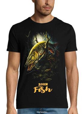 Μπλούζα T-Shirt με στάμπα ψαρέματος Born To Fish – Pike (Λούτσος)