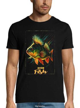 Μπλούζα T-Shirt με Στάμπα Ψαρέματος – Born To Fish Perch