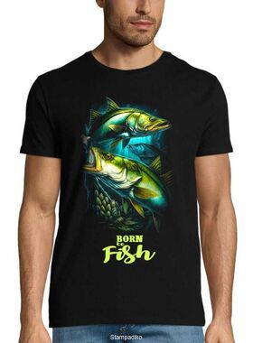 Μπλούζα T-Shirt με Στάμπα Ψαρέματος – Born To Fish Double Zander