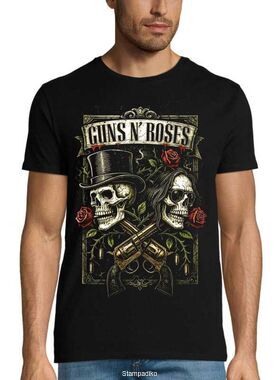 Μπλούζα με στάμπα Guns N' Roses Hard Rock - Skulls and Roses Design