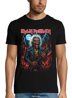 Μπλούζα με στάμπα Iron Maiden "Eddie with Axe" Moon & Lightning - Metal Edition