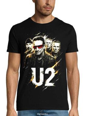 Μπλούζα με στάμπα U2 Rock Band - Yellow & Gold Group Portrait