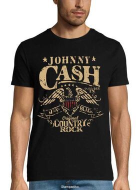 ​Μπλούζα T-Shirt με στάμπα Johnny Cash με vintage στάμπα “Man in Black” – Country Rock T-shirt
