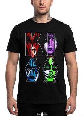 Μπλούζα με στάμπα KISS Hard Rock - Iconic Makeup Members