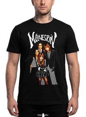 Μπλούζα με στάμπα Måneskin Glam Rock - Band Portrait Design
