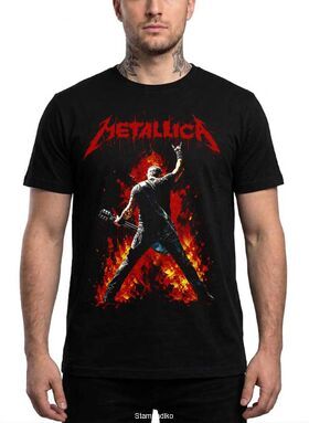 Μπλούζα με στάμπα Metallica Heavy Metal - James Hetfield Fire Design