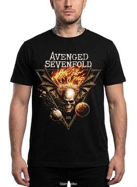 Μπλούζα με στάμπα Avenged Sevenfold Flaming Deathbat Cosmic