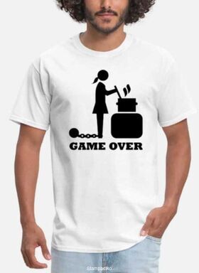 Mπλούζα φούτερ με στάμπα Game Over Cooking Woman Bachelor