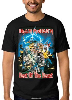 Συλλεκτικό Heavy metal t-shirt με στάμπα Iron Maiden Best of the Beast