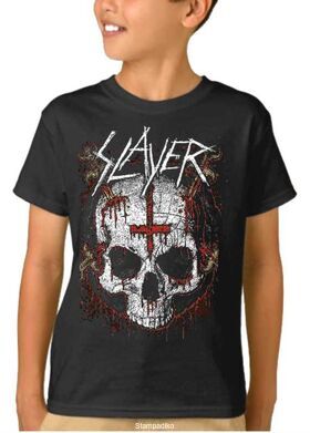 Παιδικό μπλουζάκι με στάμπα συγκροτήματος Slayer Ritual Skull