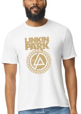 Rock μπλούζα με στάμπα Linkin Park Symbol Slogan Gold  T-shirt