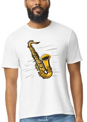 Mπλούζα με στάμπα μουσικής  golden saxophone