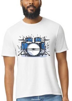 Mπλούζα με στάμπα   A stylized illustration of a drum set, perfect for music