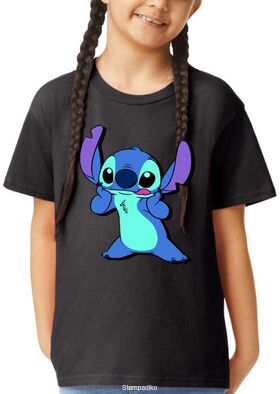 Παιδικό ανεξίτηλο  μπλουζάκι με στάμπα Stitch thoughtful & cute