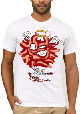 Αστεία T-shirts Αngel outside Devil inside