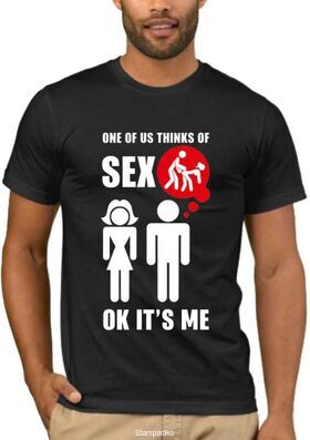 Αστεία T-shirts One of us thinks of sex...ok it's me