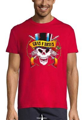 Rock t-shirt Red με στάμπα Guns N' Roses Skull License