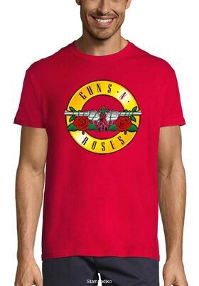 Rock t-shirt Red με στάμπα Guns N' Roses Distressed Bullet