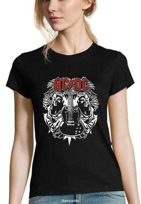 Γυναικείο Rock μπλουζάκι με στάμπα ACDC Angus Young Guitar