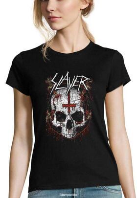 Γυναικείο Rock μπλουζάκι με στάμπα Slayer Ritual Skull
