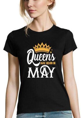 Μπλούζα με στάμπα γενεθλίων Queens are born in May t-shirt