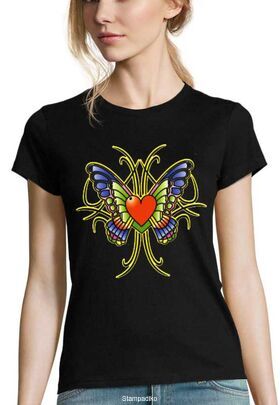 Γυναικείο μπλουζάκι με στάμπα butterfly hearts
