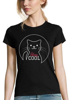 Mπλούζα με στάμπα Stay Cool cat T-shirt
