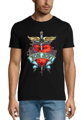 Rock μπλούζα με στάμπα Bon Jovi Heart And Dagger T-shirt
