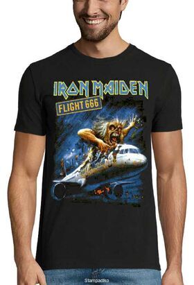 Heavy metal t-shirt με στάμπα Iron Maiden Flight 666