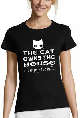 Γυναικεία Μπλούζα "The Cat Owns The House, I Just Pay The Bills!" - Cat Lover Design