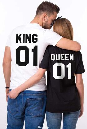Μπλουζάκια με στάμπα King and Queen