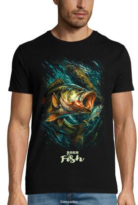 Mπλούζα T-Shirt με στάμπα ψαρέματος – Born To Fish Λαβράκι