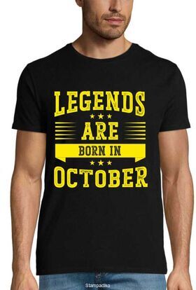 Μπλούζα με στάμπα Legends Are Born In October - Δώρο Γενεθλίων