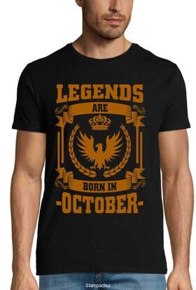 Μπλούζα με στάμπα Legends Are Born In October - Οικόσημο Αετός