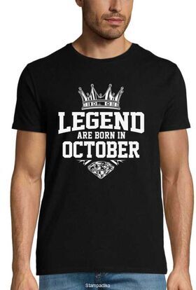 Μπλούζα με στάμπα Legend Are Born In October - Στέμμα & Διαμάντι