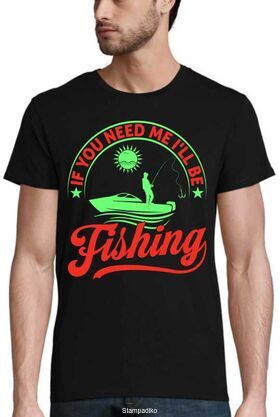 Μπλούζα για ψάρενα "If you need me I'll be Fishing" - Neon Fishing Scene