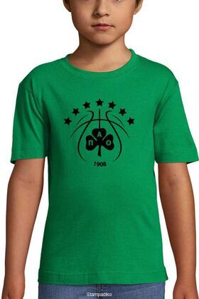 Παιδικό μπλουζάκι green με στάμπα του Παναθηναικού με 7 αστέρια EuroLeague Champions Berlin 2024