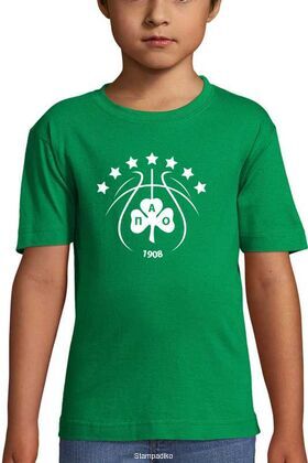 Παιδικό μπλουζάκι green με στάμπα του Παναθηναικού με 7 αστέρια EuroLeague Champions Berlin 2024