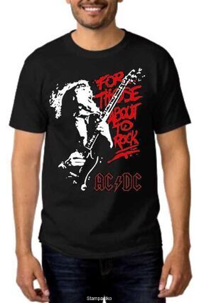 Rock t-shirt Black με στάμπα AC/DC For Those About To Rock
