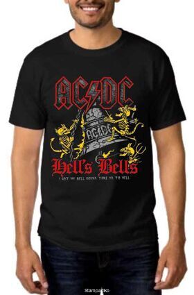 Rock t-shirt Black με στάμπα AC/DC Hells Bells I Got My Bell Gonna Take Ya To Hell