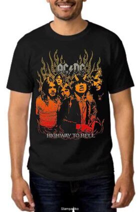 Rock t-shirt Black με στάμπα AC/DC Highway To Hell