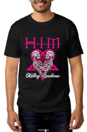 Rock t-shirt Black με στάμπα Him Killing Loneliness