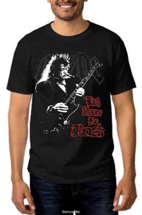 Rock t-shirt Black με στάμπα AC/DC Let There Be Rock