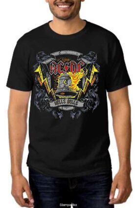Rock t-shirt Black με στάμπα AC/DC Hells Bells
