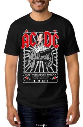 Rock t-shirt Black  με στάμπα AC/DC For Those About to Rock